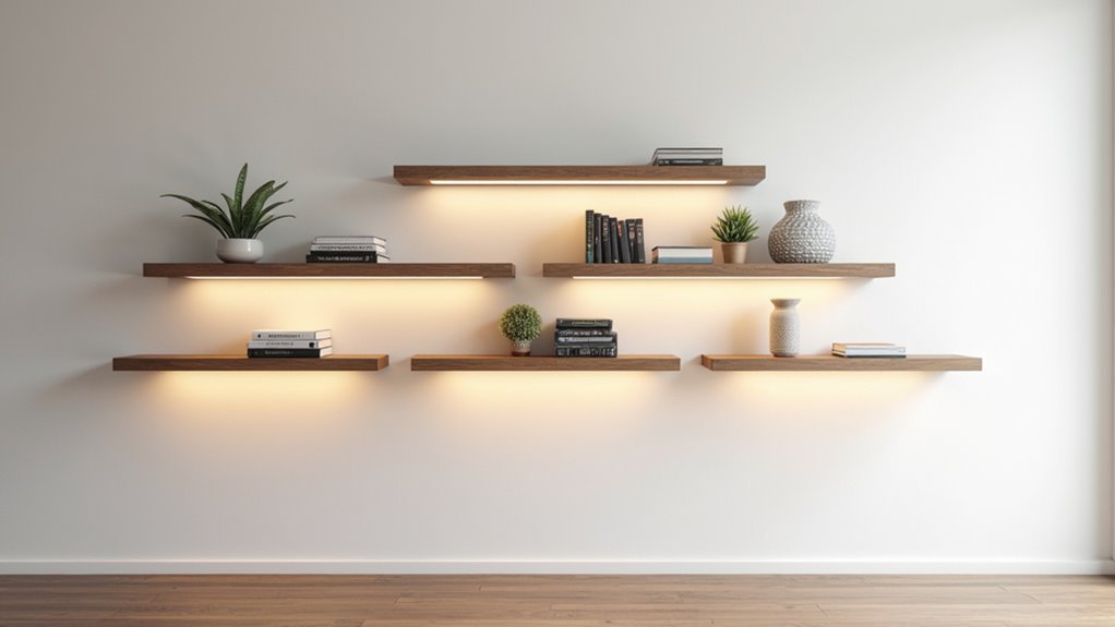floating shelves with sensors